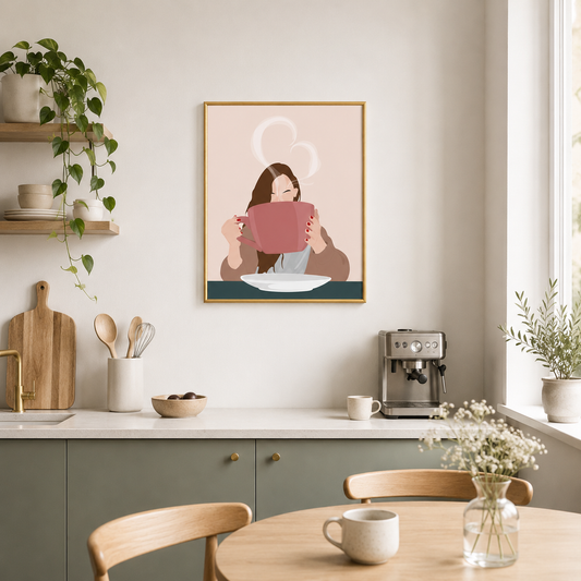 Cozy Coffee Moment Poster – Scandinavian Minimal Wall Art