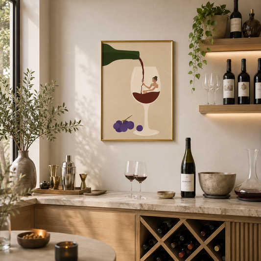 Wine Escape Poster – Modern Minimalist Wine Wall Art