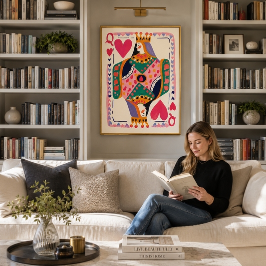 Queen of Hearts Poster – Colorful Playing Card Wall Art
