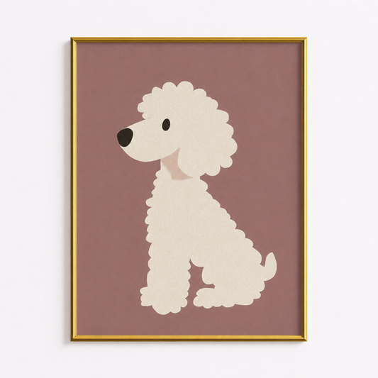 Fluffy Poodle Poster – Minimal Dog Kids Wall Art
