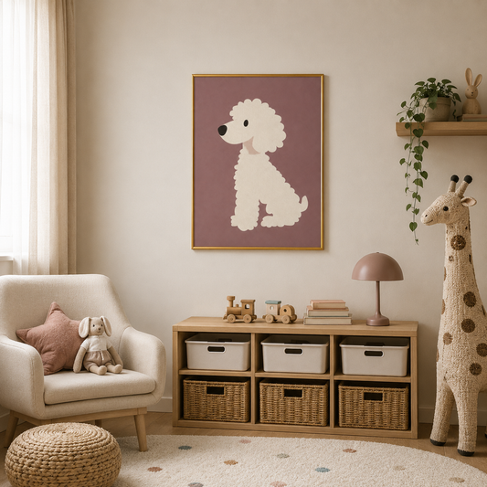 Fluffy Poodle Poster – Minimal Dog Kids Wall Art