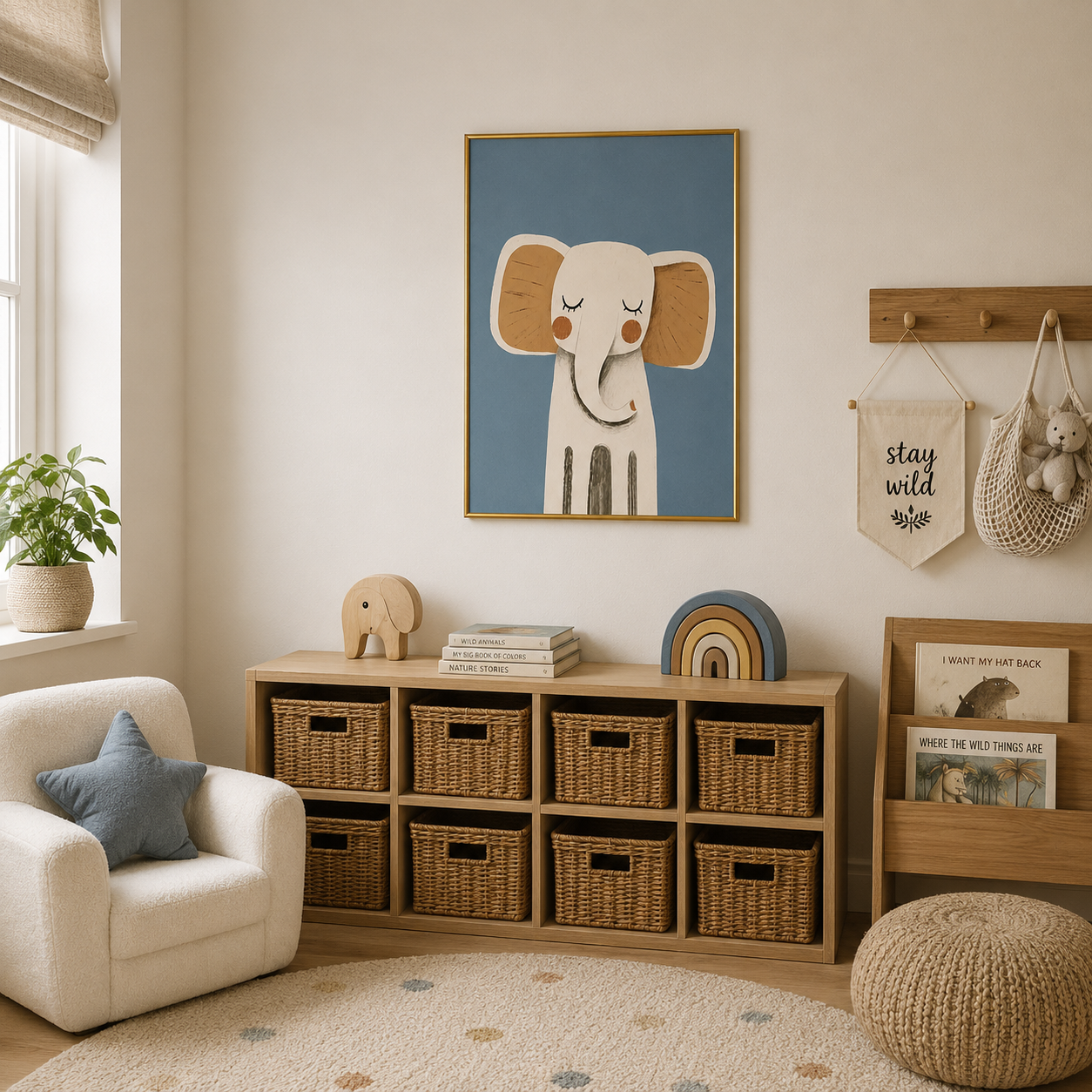Dreamy Elephant Poster – Minimal Nursery Wall Art