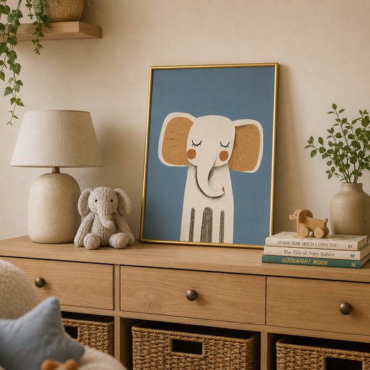 Dreamy Elephant Poster – Minimal Nursery Wall Art