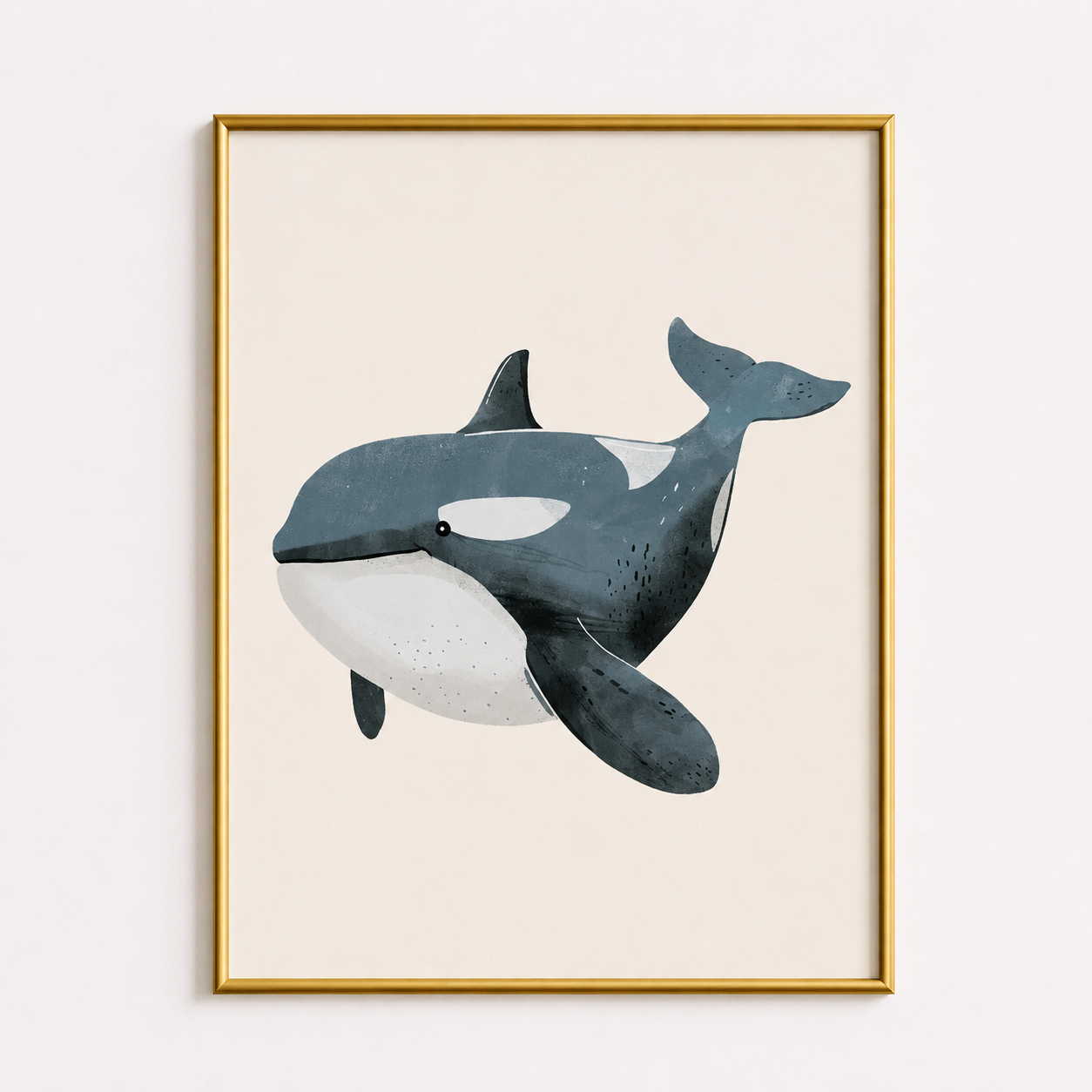 Gentle Orca Poster – Minimal Ocean Kids Wall Art
