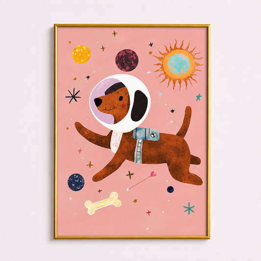 Cosmic Puppy Poster – Space Dog Kids Wall Art