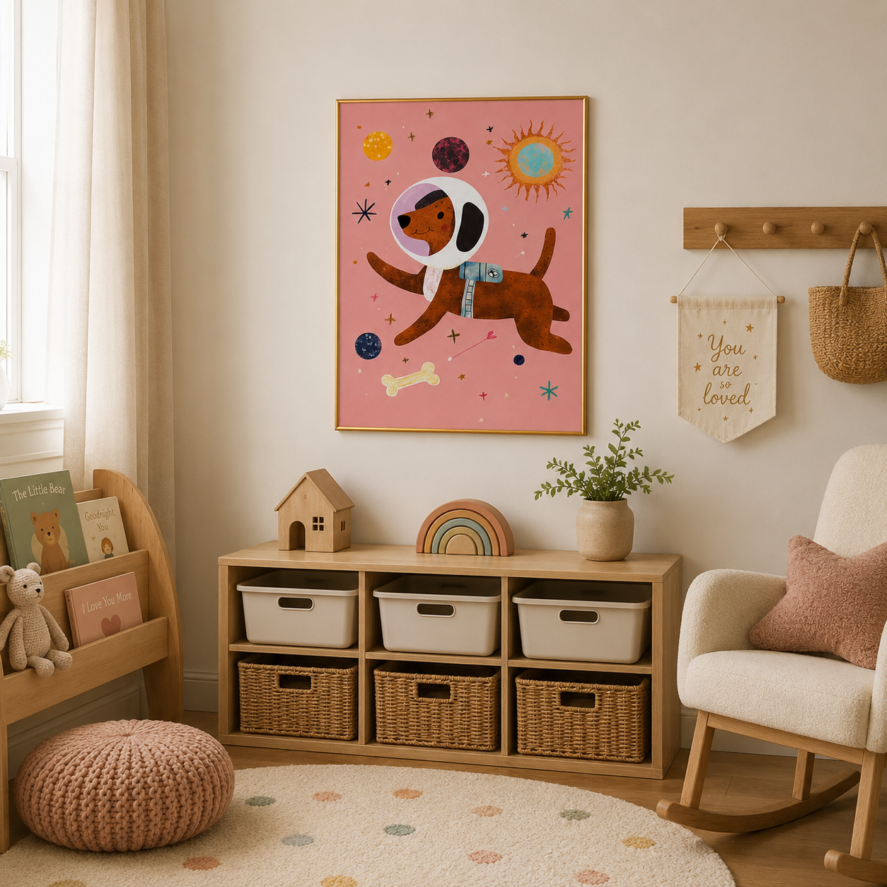 Cosmic Puppy Poster – Space Dog Kids Wall Art