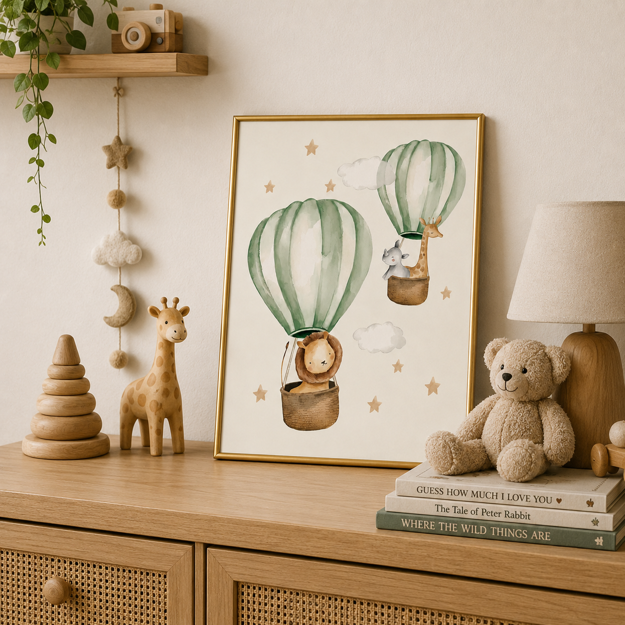 Adventure Balloon Safari Poster – Nursery Wall Art