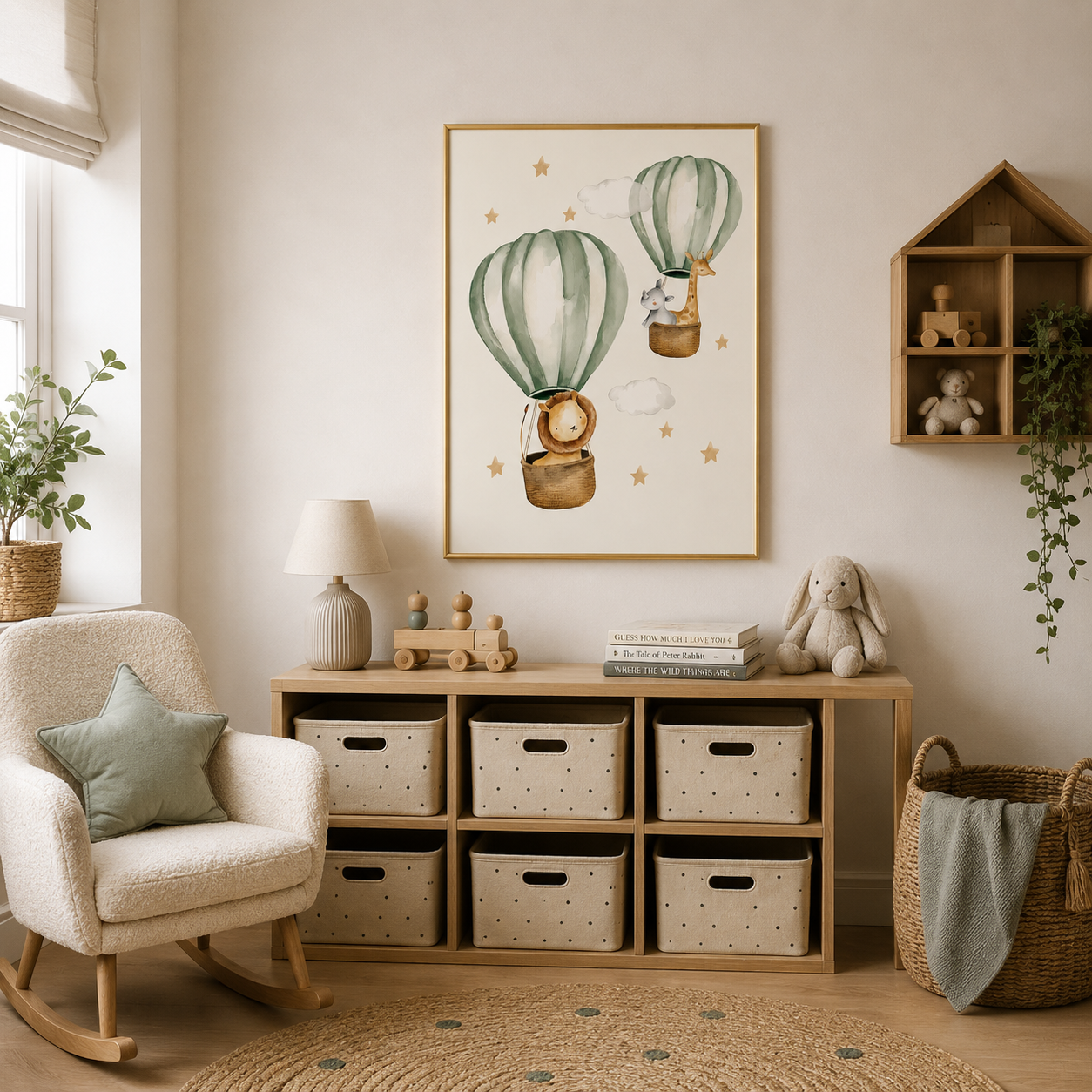 Adventure Balloon Safari Poster – Nursery Wall Art