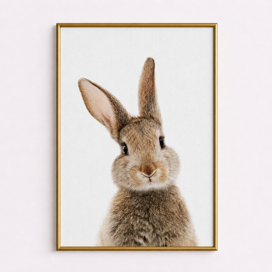 Little Bunny Portrait Poster – Neutral Nursery Wall Art