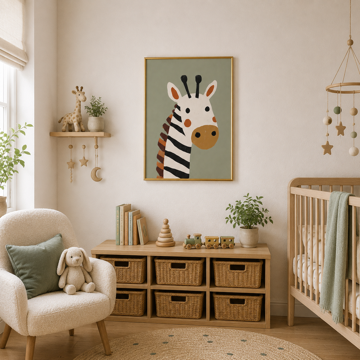 Sweet Zebra Poster – Safari Nursery Wall Art