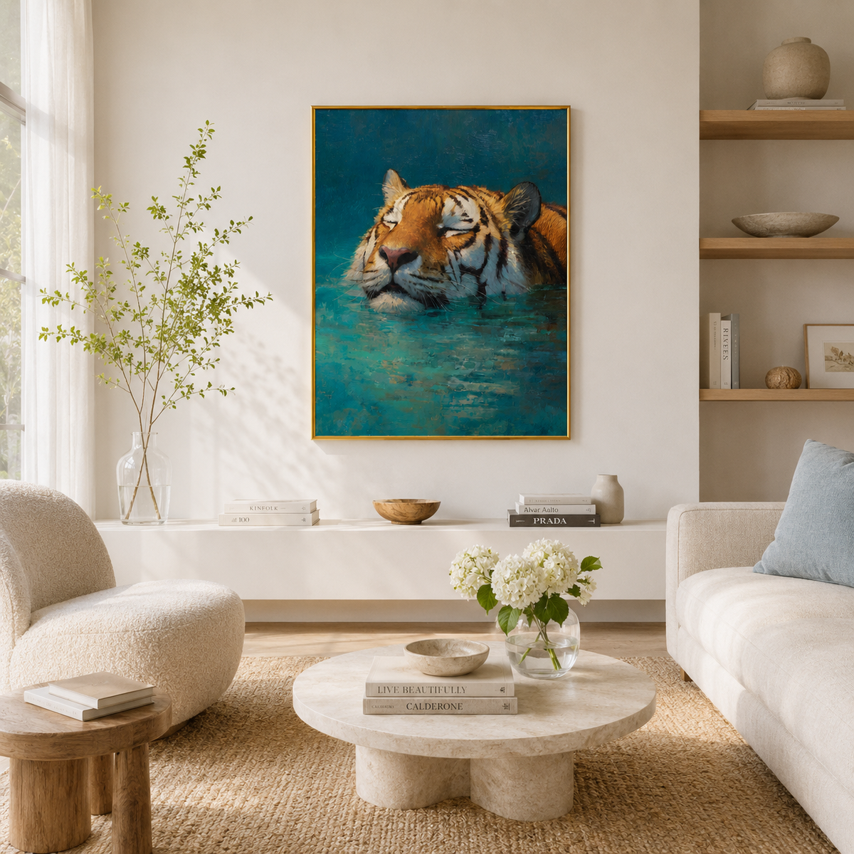 Tranquil Waters – Resting Tiger Wall Art