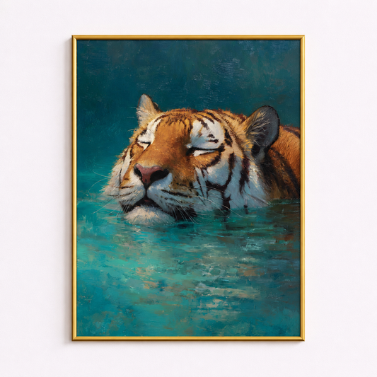 Tranquil Waters – Resting Tiger Wall Art