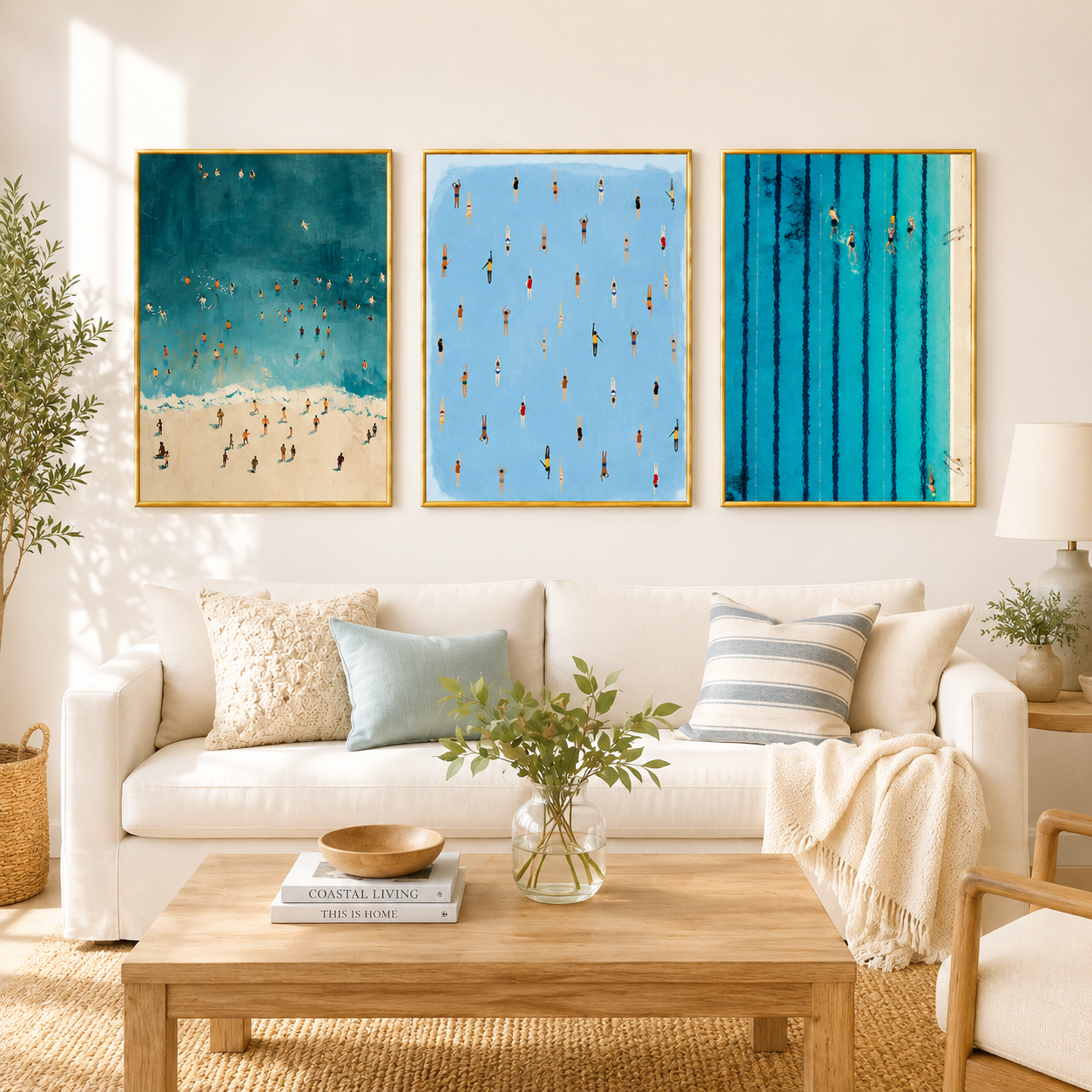 Summer Divers Poster – Minimalist Pool Wall Art