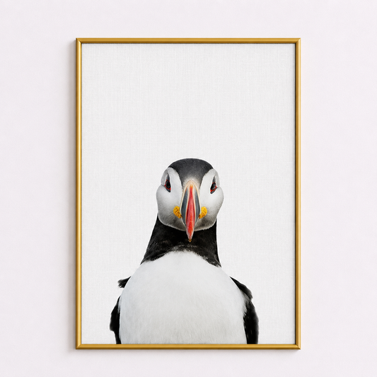 Minimalist Puffin Poster – Scandinavian Coastal Bird Wall Art