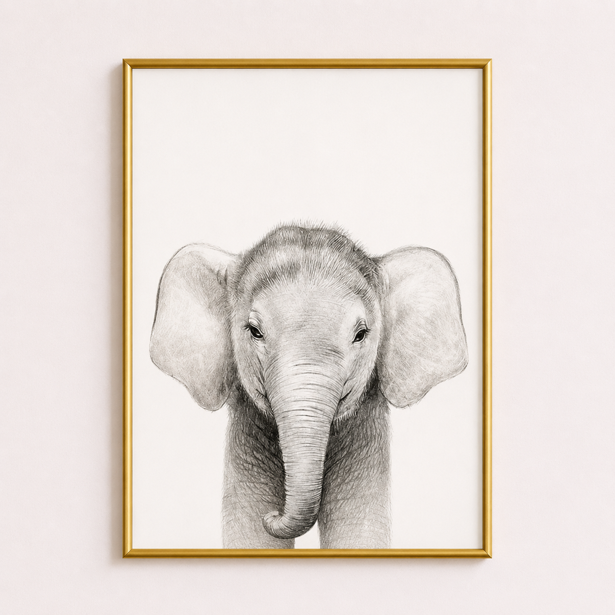 Baby Elephant Poster – Minimalist Safari Animal Wall Art