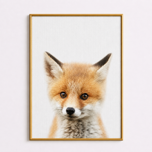 Baby Fox Poster – Minimalist Woodland Nursery Wall Art