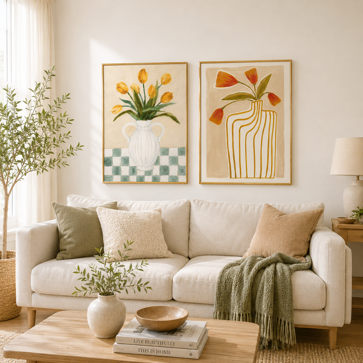 Golden Bloom Vase Poster – Modern Floral Wall Art