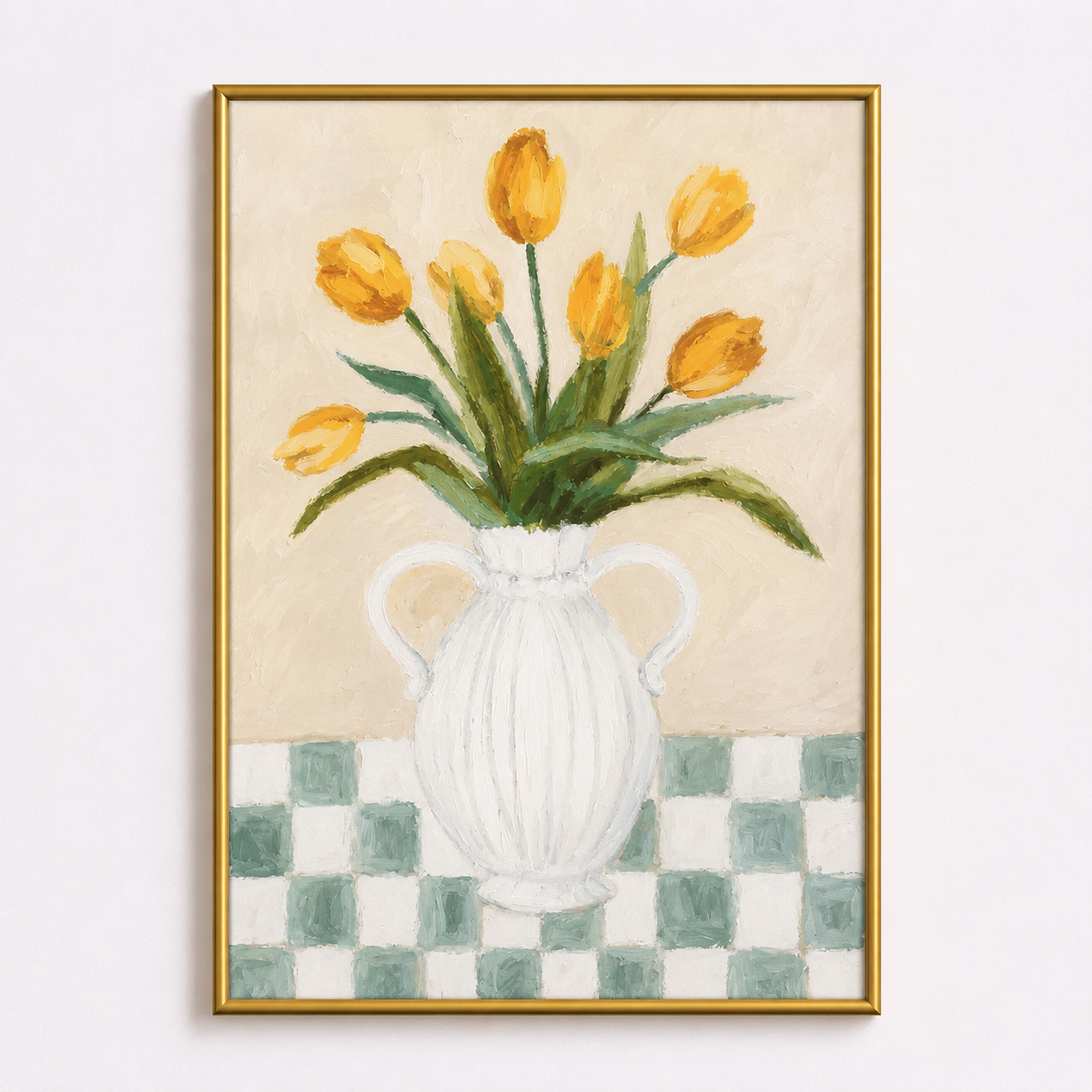 Golden Tulips Poster – Vintage Floral Still Life Wall Art