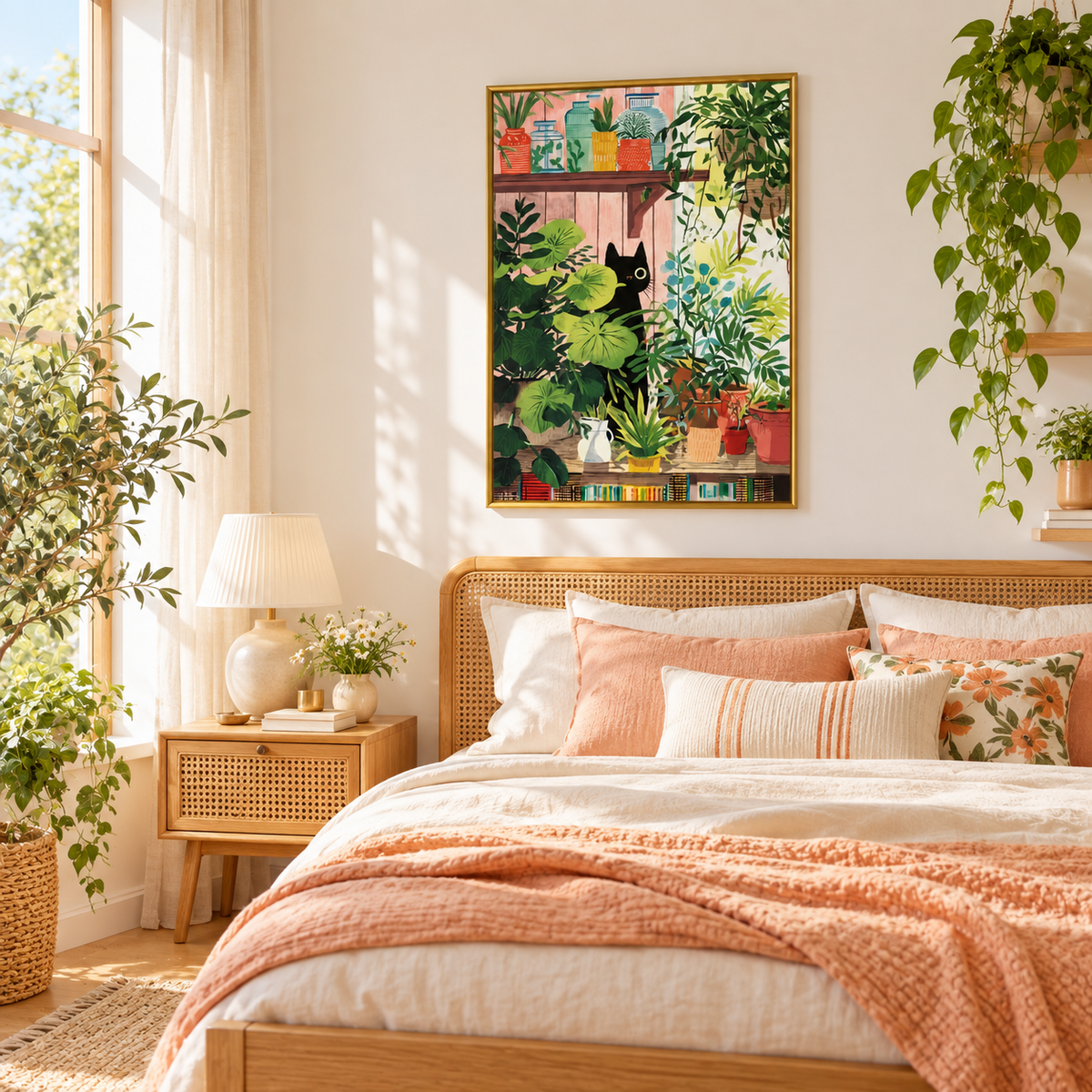 Secret Garden Cat Botanical Black Cat Poster
