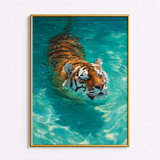 Floating Serenity – Swimming Tiger Wall Art