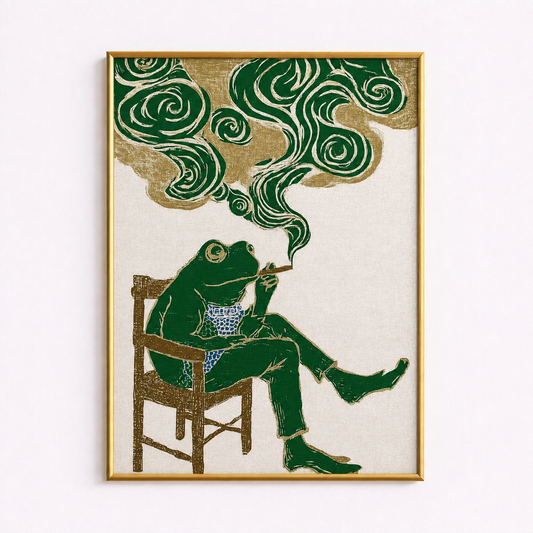 Smoke Break Reverie – Surreal Frog Wall Art