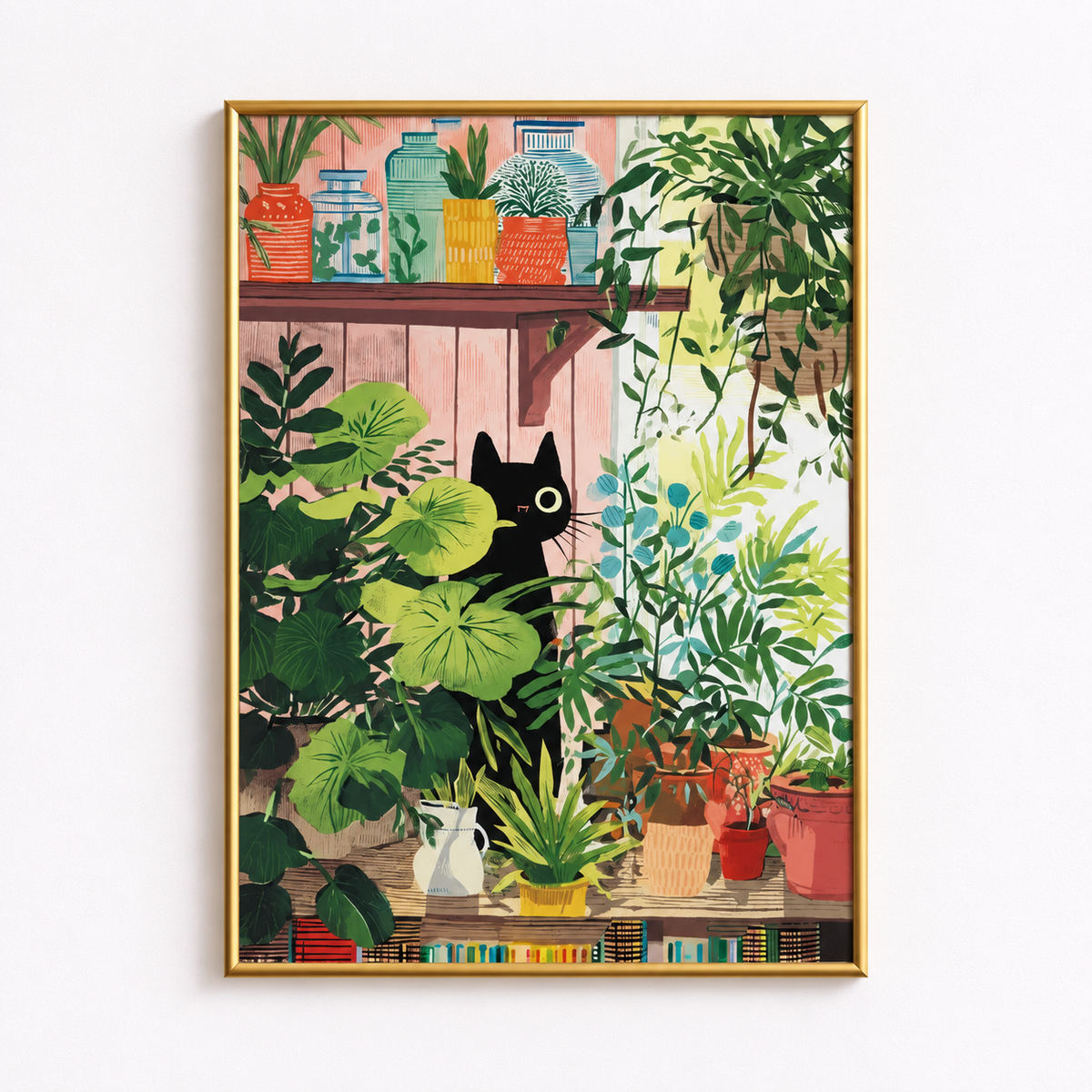 Secret Garden Cat Botanical Black Cat Poster
