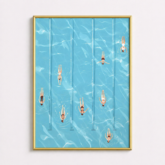 Swim Lines – Minimal Pool Wall Art Poster