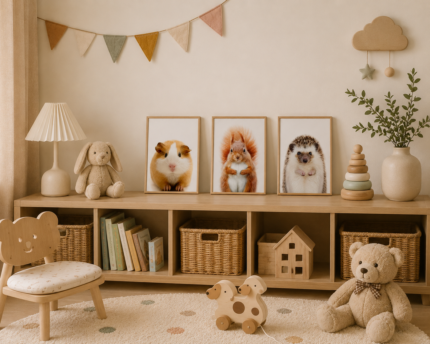 Cute Squirrel Poster – Minimalist Woodland Nursery Wall Art