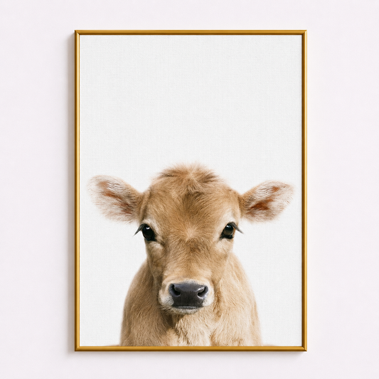 Gentle Calf Poster – Minimalist Farm Animal Wall Art