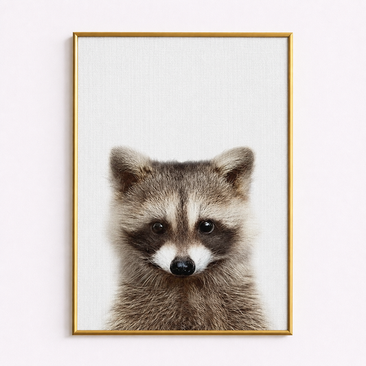 Little Raccoon Poster – Minimalist Woodland Animal Wall Art