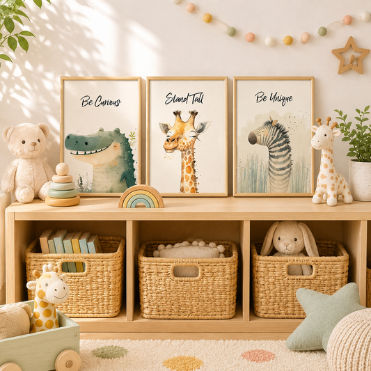 Be Curious Crocodile Poster – Nursery Wall Art