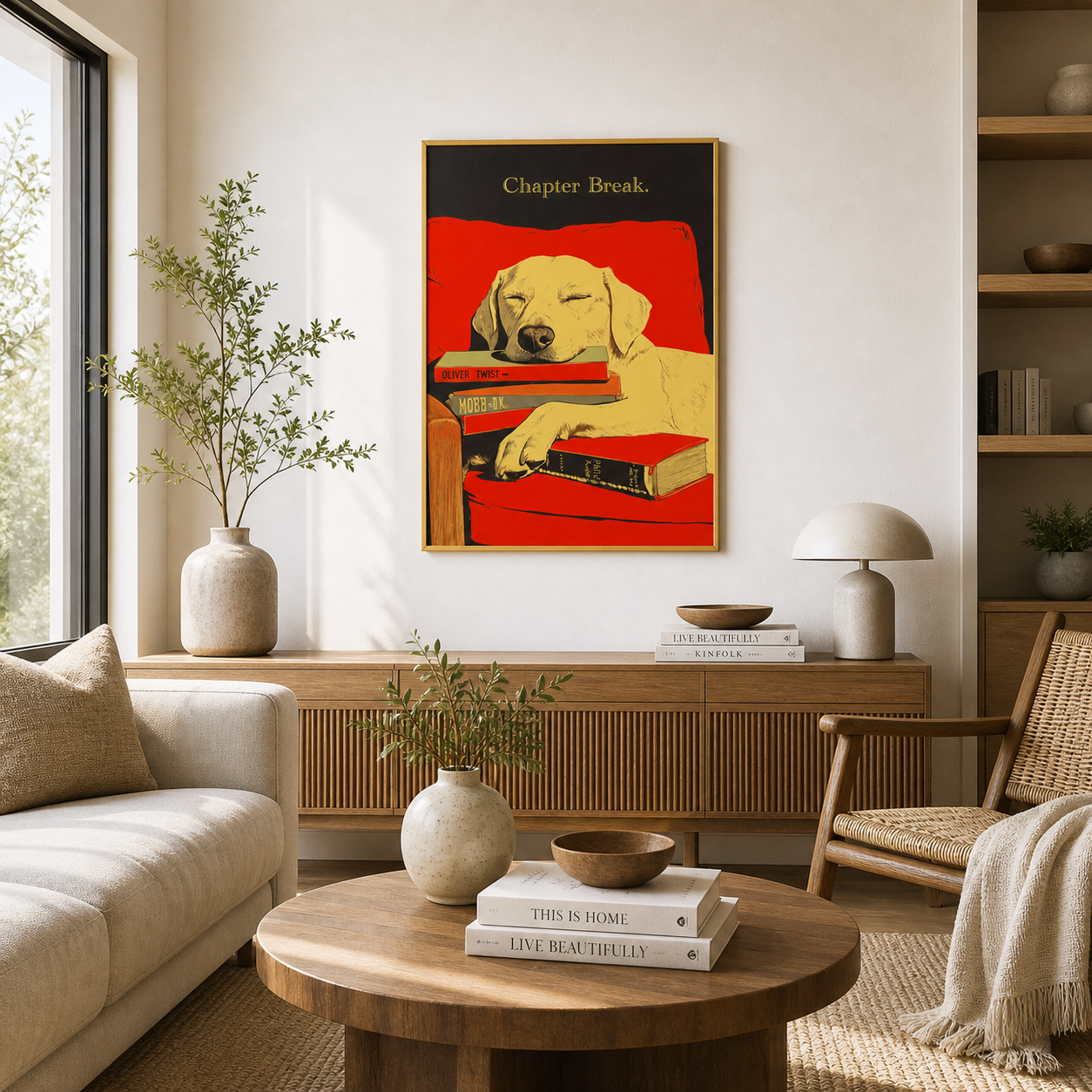 Chapter Break Dog Poster – Cozy Reading Wall Art