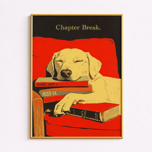 Chapter Break Dog Poster – Cozy Reading Wall Art