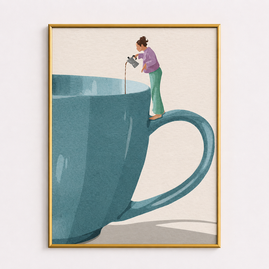 Pour Over Thoughts Poster – Minimalist Coffee Art Print