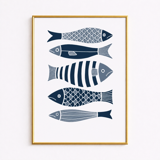 Nordic Fish – Minimal Coastal Wall Art Poster