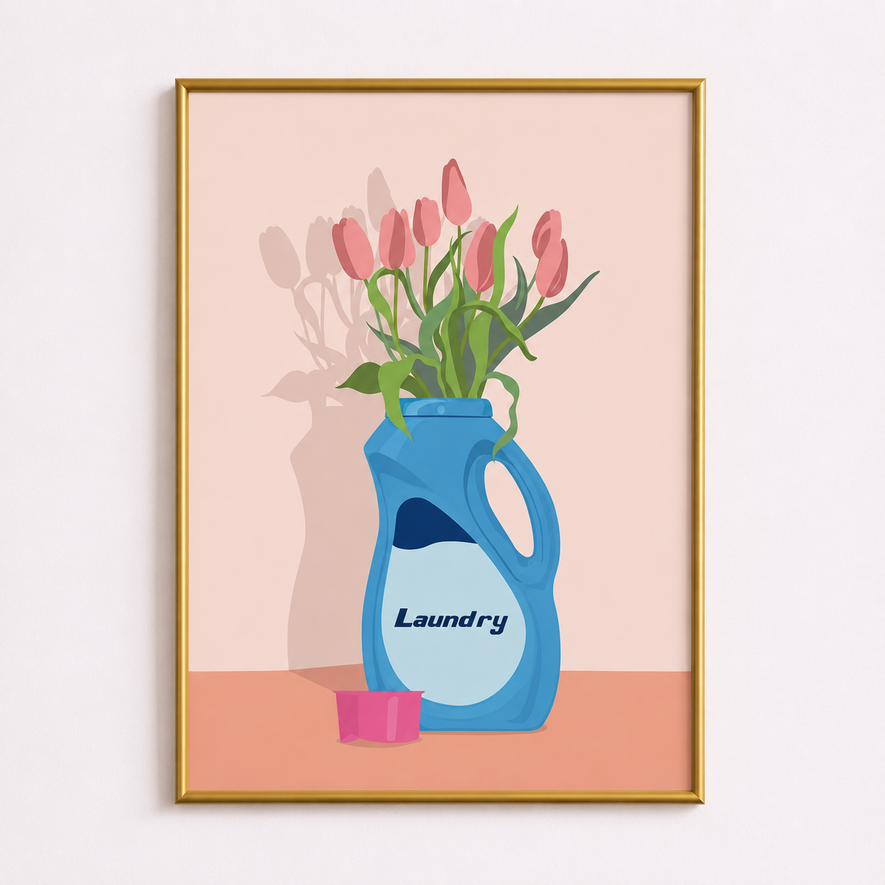 Fresh Blooms & Fresh Laundry – Minimalist Laundry Room Poster