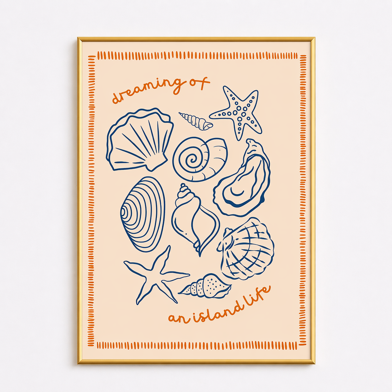 Dreaming of an Island Life – Coastal Shell Illustration Poster