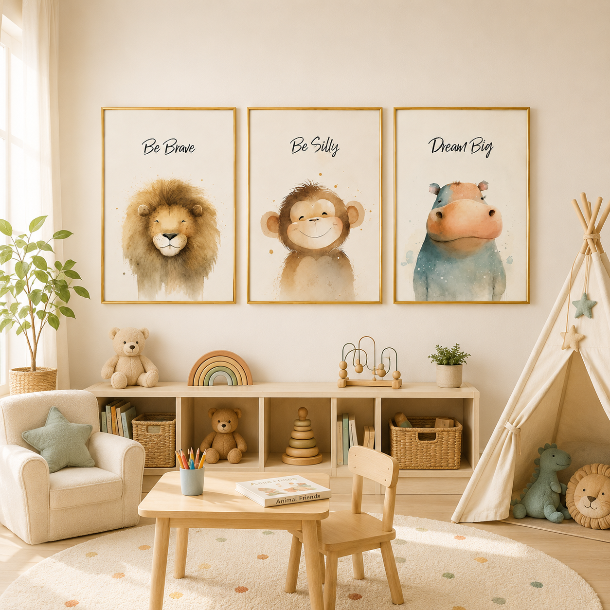 Be Brave Lion Poster – Nursery Wall Art