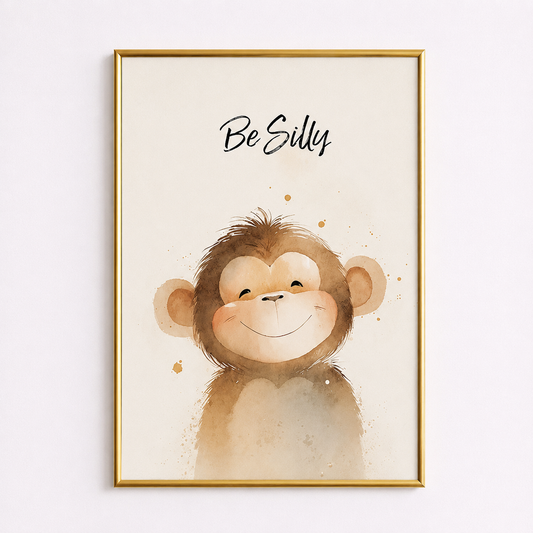 Be Silly Monkey Poster – Nursery Wall Art