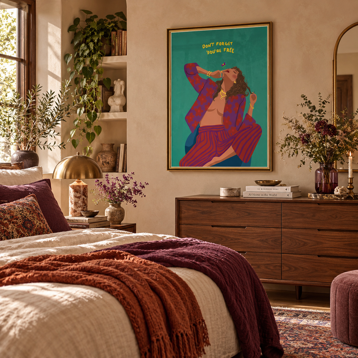 Don’t Forget You’re Free Boho Woman Poster