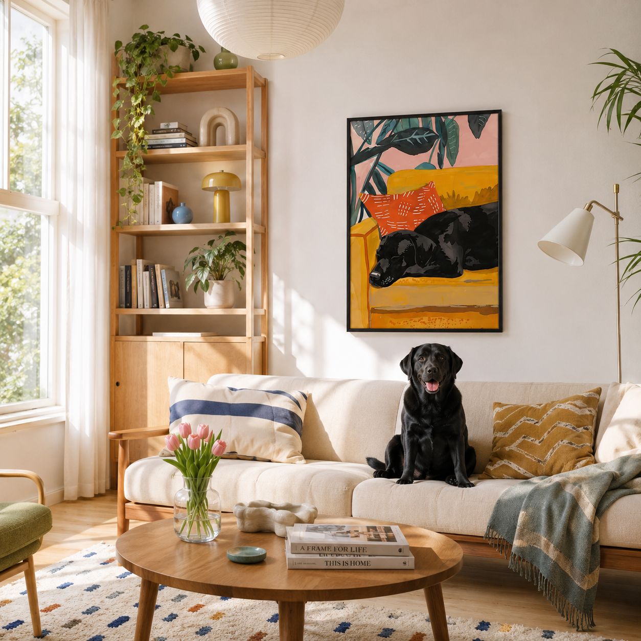 Sunny Sofa Siesta – Sleeping Black Dog Poster