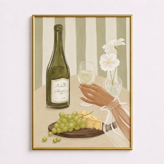 Wine & Bloom Poster – Elegant Dining Wall Art