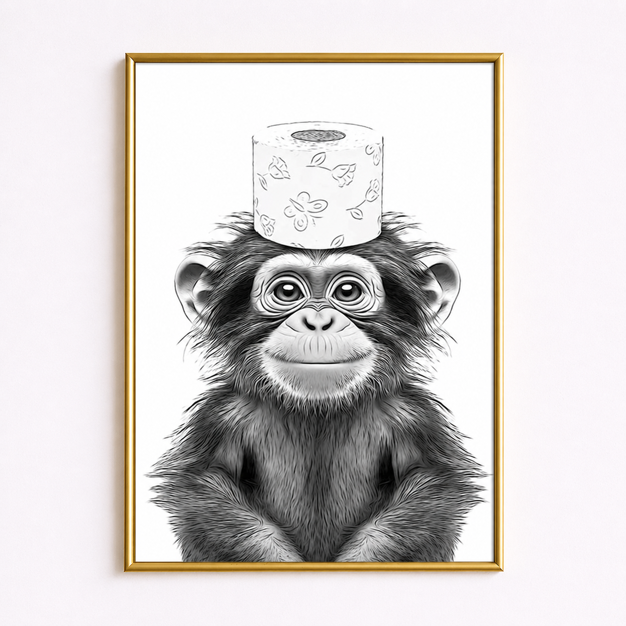 Funny Monkey Toilet Paper Poster – Bathroom Humor Wall Art