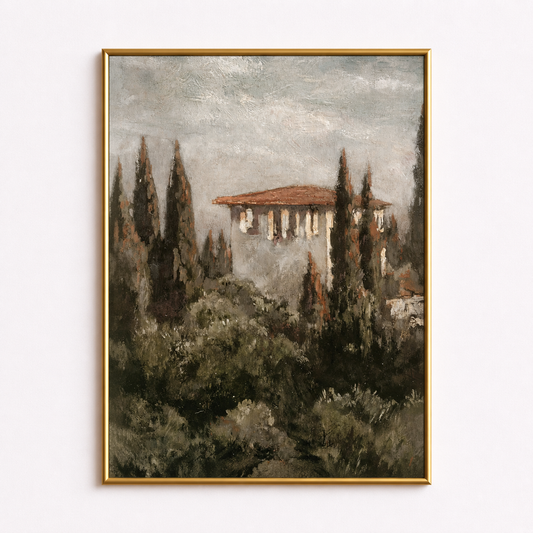 Tuscan Villa Poster – Mediterranean Landscape Wall Art