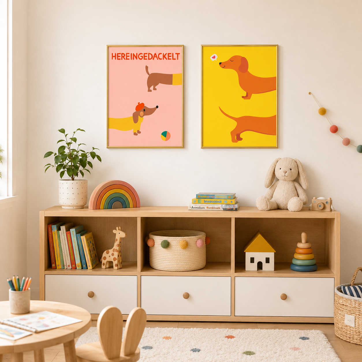 Happy Dachshund Poster – Cute Dog Nursery Wall Art