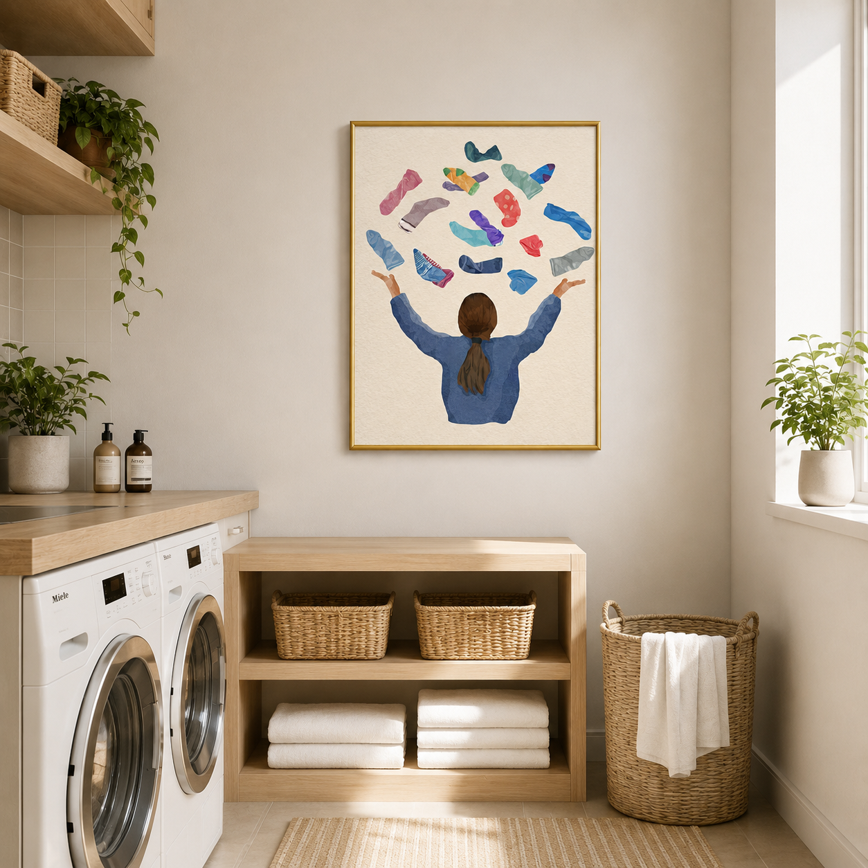 Laundry Day Chaos Poster – Playful Minimalist Wall Art