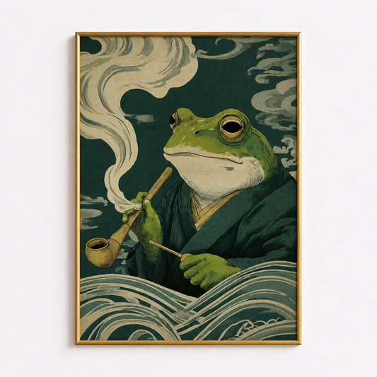 The Wandering Sage – Japanese-Inspired Frog Wall Art