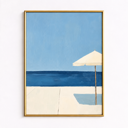 Under the White Parasol Minimal Coastal Poster