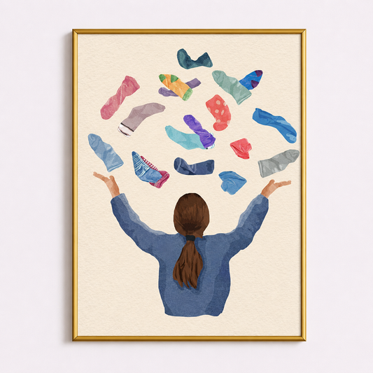 Laundry Day Chaos Poster – Playful Minimalist Wall Art
