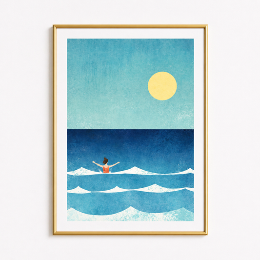 Sunlit Escape – Minimal Ocean Wall Art Poster